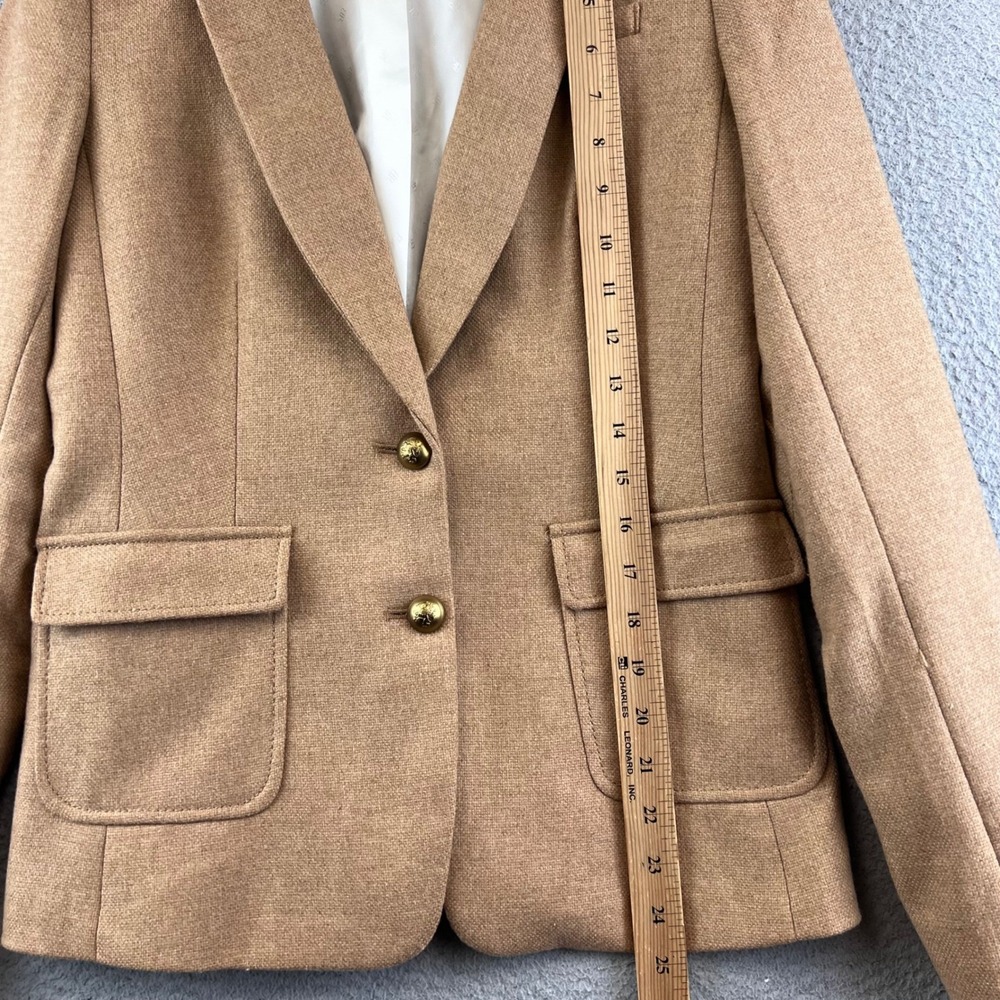 Banana Republic Jacket Blazer Wool Blend Tan Gold Button Size 2 - Picture 6 of 12